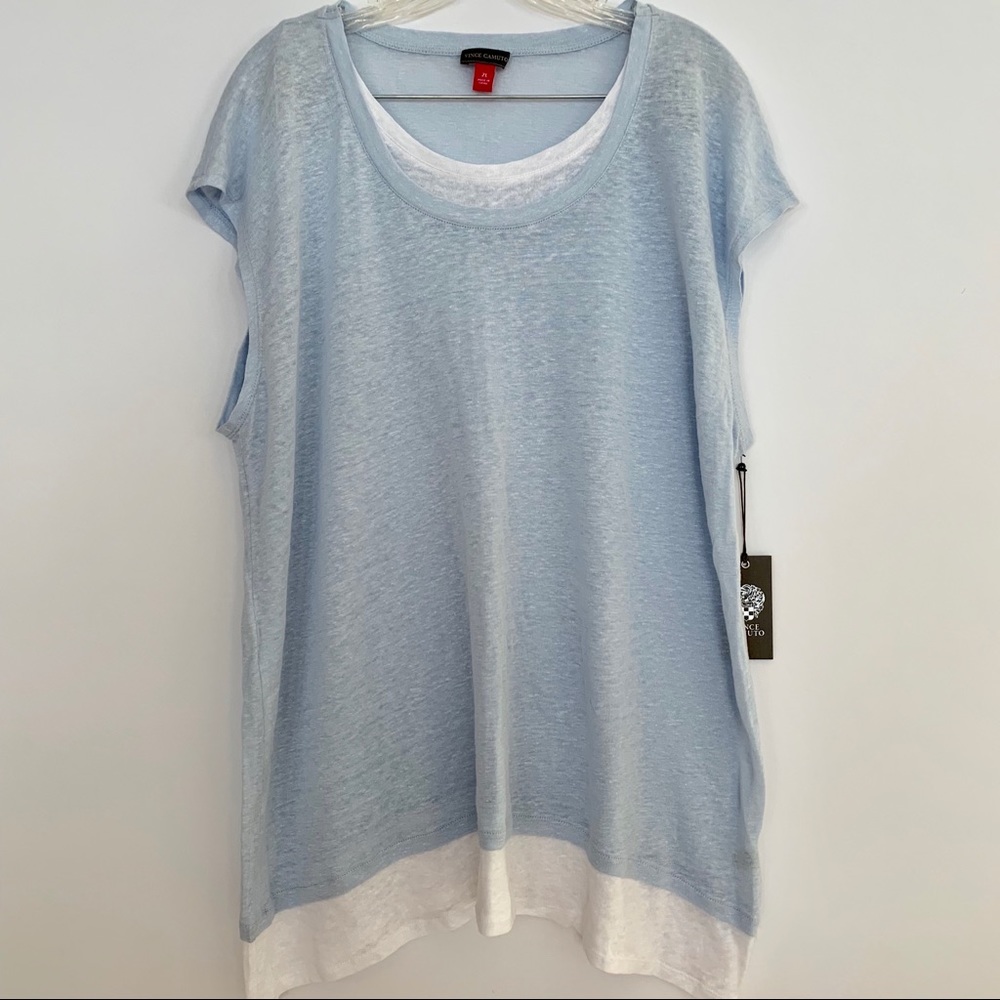 Vince Camuto | Blue & White Layered Top 2X NWT
